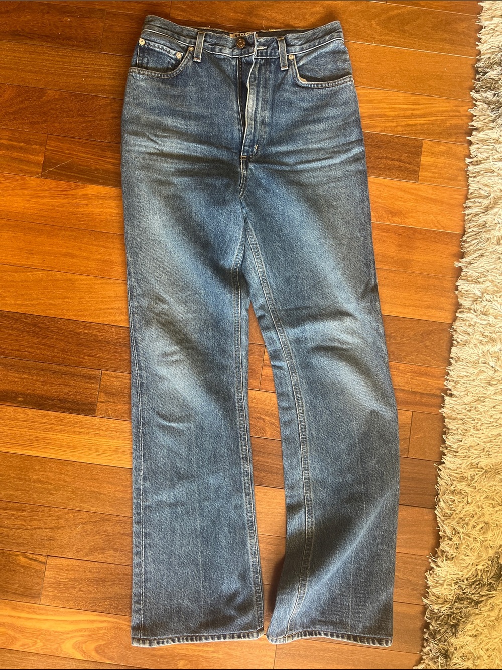 Agolde Vintage Wash Wide Leg Jeans - Blue Denim